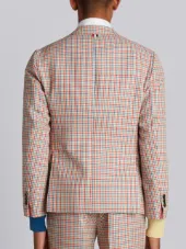 Relaxed Sport Coat Shell In Hopsack Check Double-Woven Wool Crepe