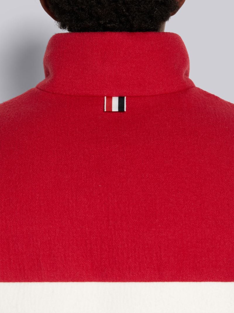 Reversible Red Boiled Wool & Navy Nylon Canvas Down-Filled Funnel Neck Jacket