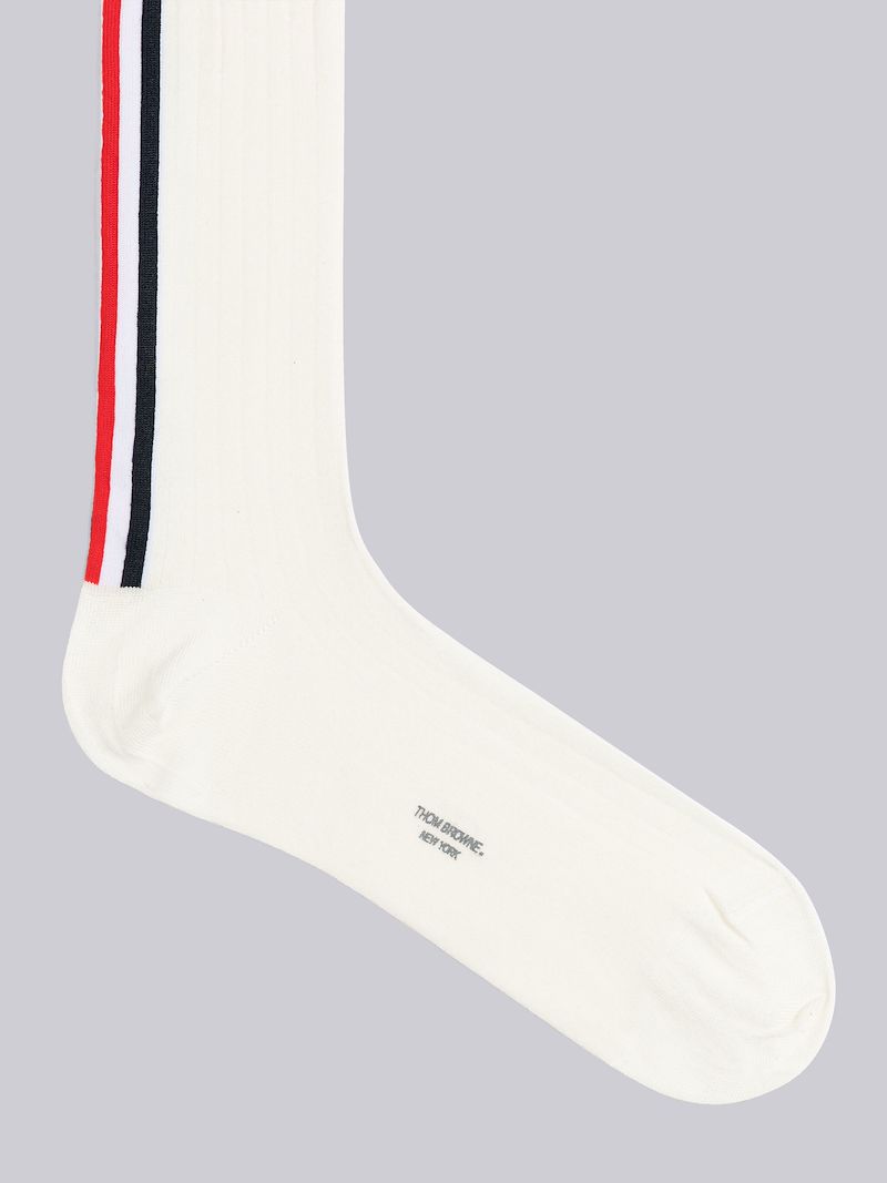 Rib Stitch Merino Stripe Mid Calf Socks