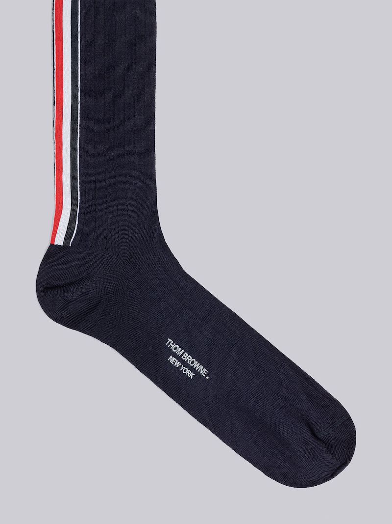 RIB STITCH MERINO STRIPE MID CALF SOCKS