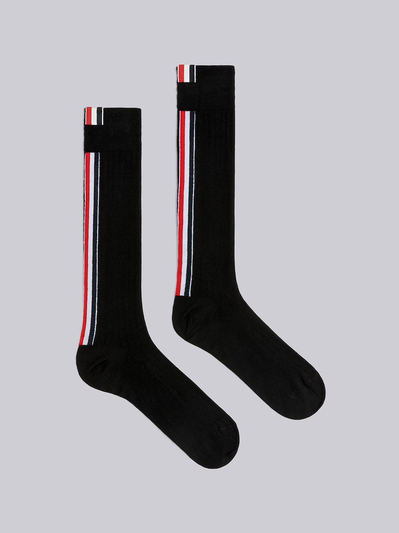 RIB STITCH MERINO WOOL STRIPE OVER THE CALF SOCKS Thom Browne Official