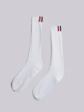 Ribbed Mid-Calf Sock In Lightweight Cotton