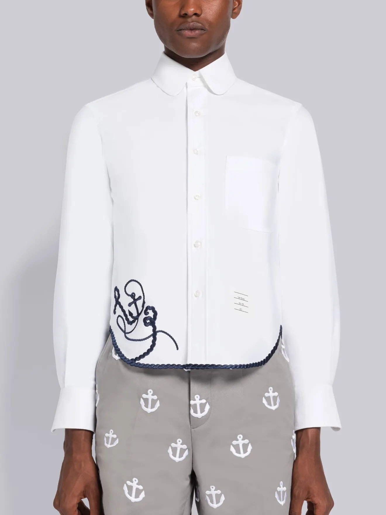 Rope and Anchor Round Collar Shirt Thom Browne