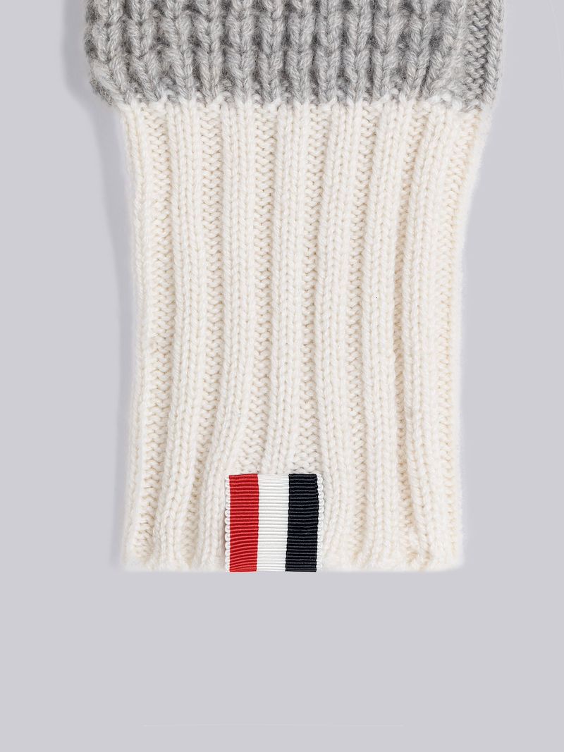 RUGBY STRIPE CASHMERE FOOTBALL FINGERLESS GLOVES