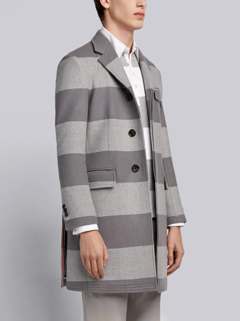 Rugby Stripe Unconstructed High-Armhole Chesterfield Overcoat