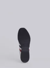 Running Shoe With Red, White And Blue Stripe In Suede & Cotton Blend Tech