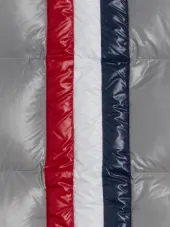 Runway Exclusive: Down Filled, White and Blue Stripe Blanket in Nylon Tech