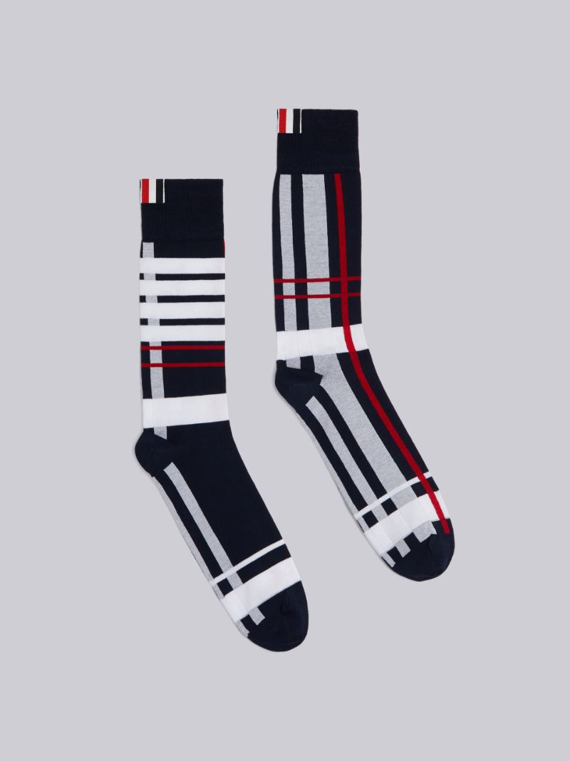 RWB Plaid Jacquard Mid-Calf Socks