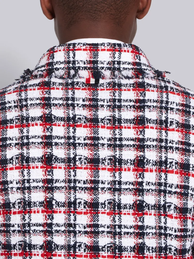 RWB Ribbon Tweed Classic Plaid Frayed Golf Jacket Thom Browne