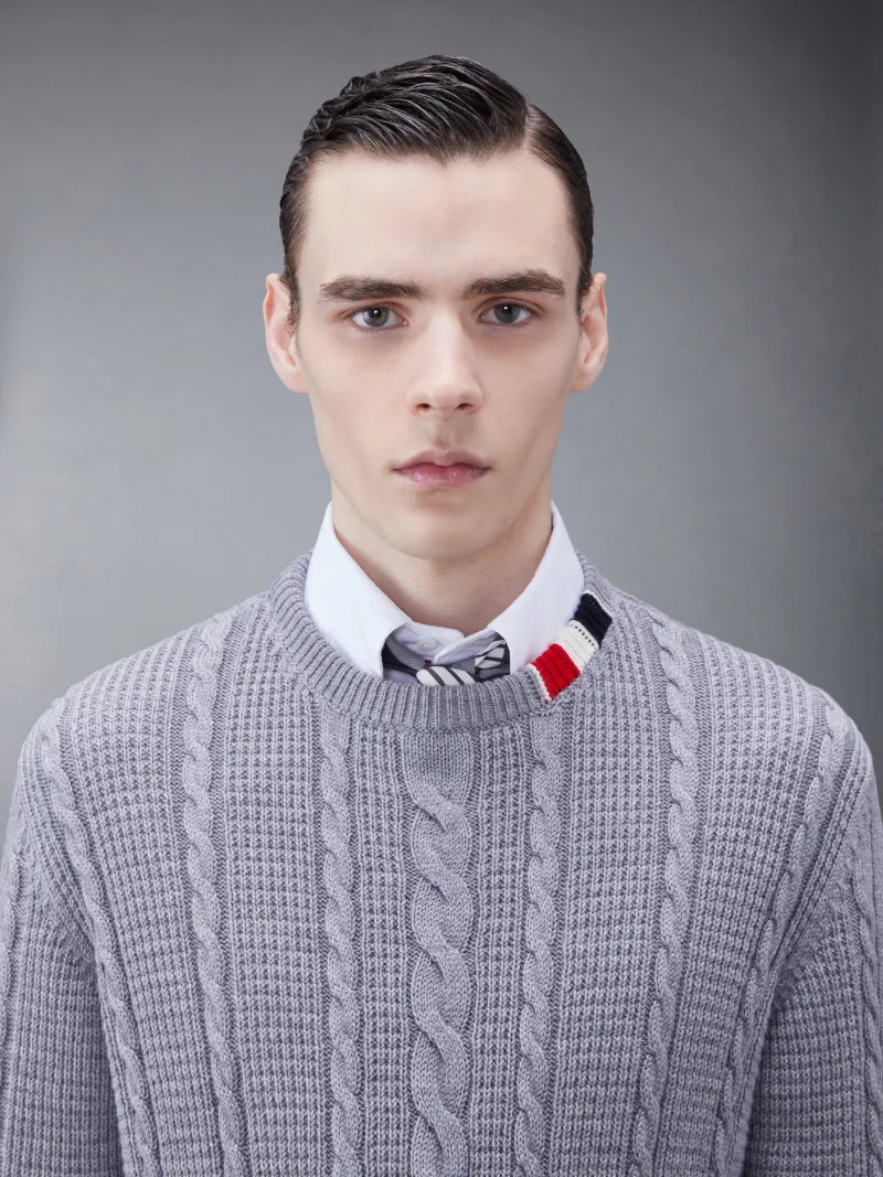 RWB-stripe cable-knit wool jumper | Thom Browne