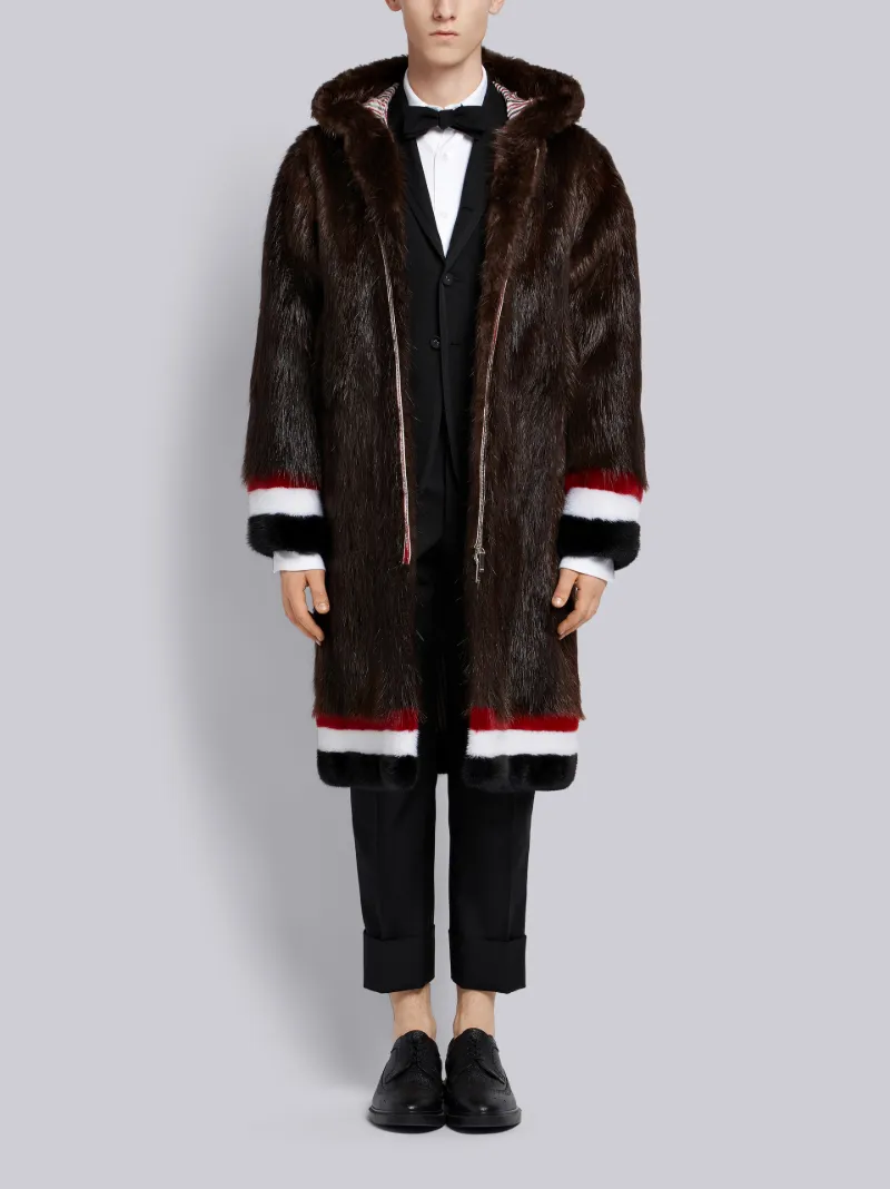 RWB stripe-trim long coat