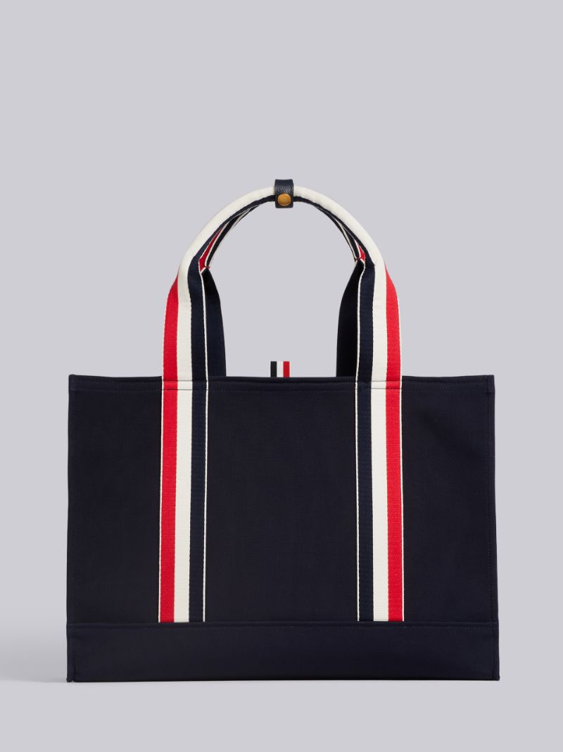 イーストウエスト RWBハンドル キャンバス トートバッグブルー | Thom Browne 公式オンラインサイト