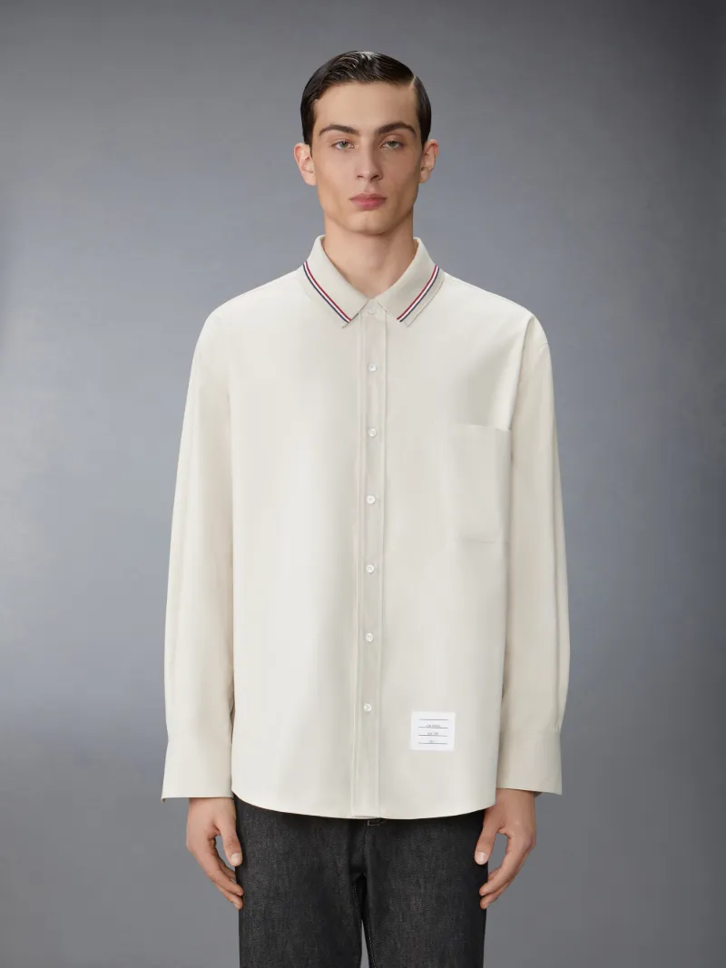 THOM BROWNE ホワイト ストライプ 長袖シャツ THOM BROWNE - THOM BROWNE トムブラウン ストライプ コットン