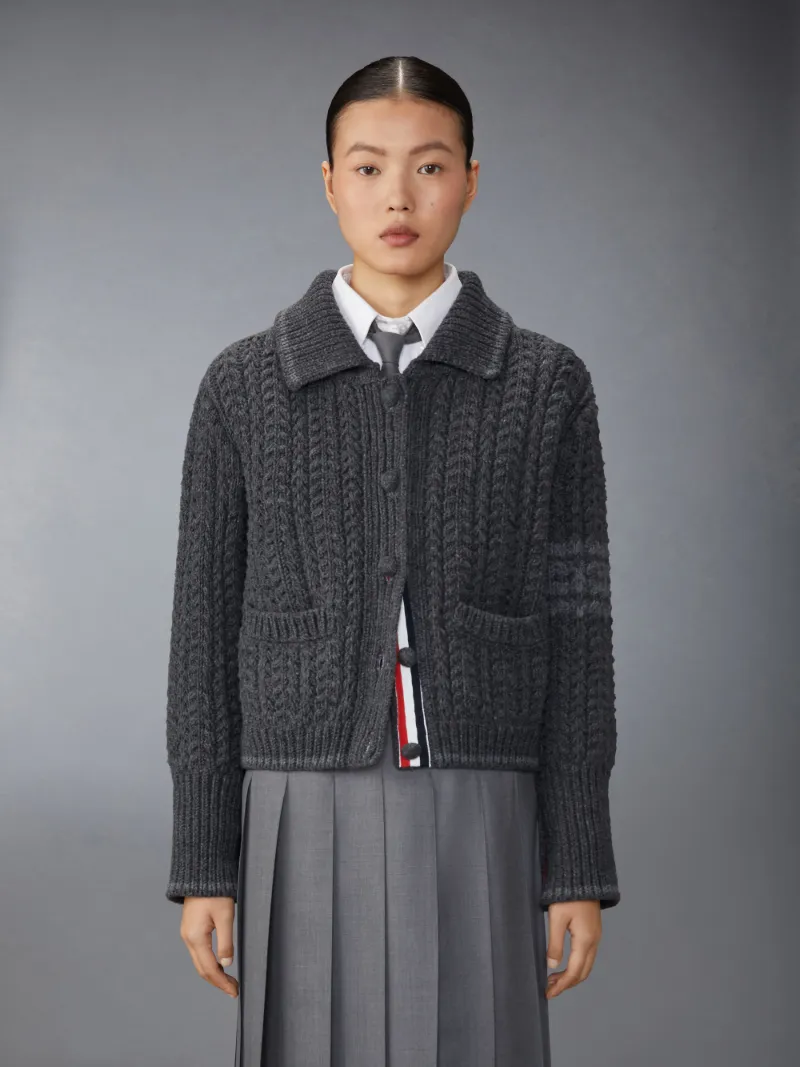 THOM BROWNE トムブラウンストライプデザイン カーディガン グレー