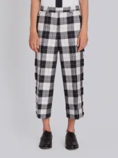 Sack Trouser With Fray In Large Buffalo Check Wool/ Cotton Sable