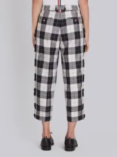 Sack Trouser With Fray In Large Buffalo Check Wool/ Cotton Sable