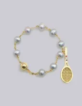 Sarah Jane Wilde X Thom Browne Miniature Tennis Racket Necklace With Rubies, Sapphires & Diamonds In 18K Yellow Gold
