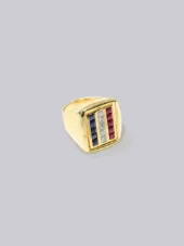 Sarah Jane Wilde X Thom Browne Womens Flip Ring With Rubies, Sapphires & Diamonds In 18K Yellow Gold