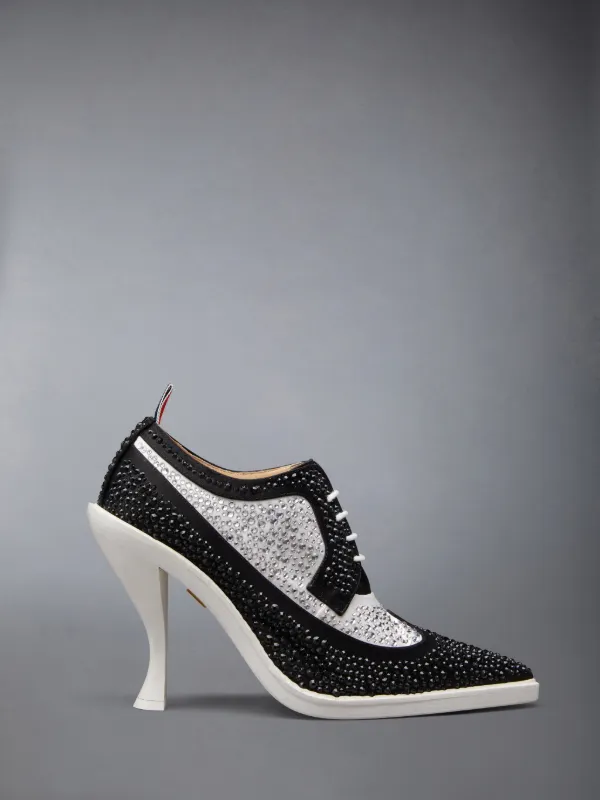 Satin Wholecut Swarovski Crystal Curved Heel Oxford