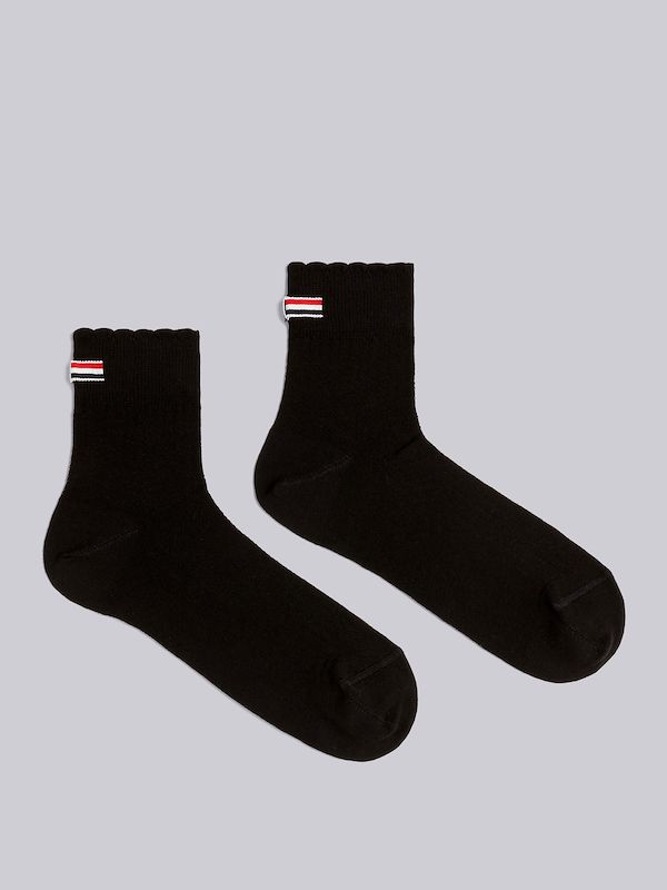 Scalloped Pointelle Bow Crew Socks