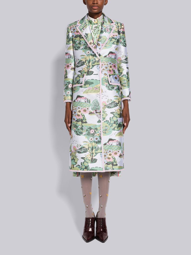 Scenic Scuba Jacquard Wide Lapel Overcoat