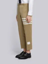 Seamed 4-Bar Stripe Unconstructed Chino Trouser In Cotton Twill