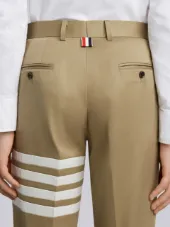 Seamed 4-Bar Stripe Unconstructed Chino Trouser In Cotton Twill
