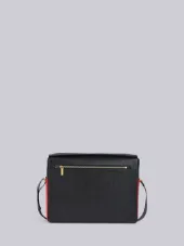 Seamed Panel Pebble Grain Leather Messenger Bag