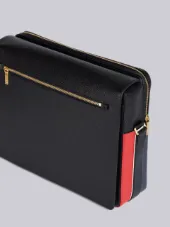 Seamed Panel Pebble Grain Leather Messenger Bag