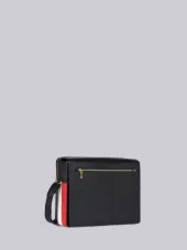 Seamed Panel Pebble Grain Leather Messenger Bag