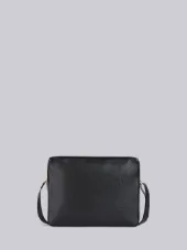 Seamed Panel Pebble Grain Leather Messenger Bag