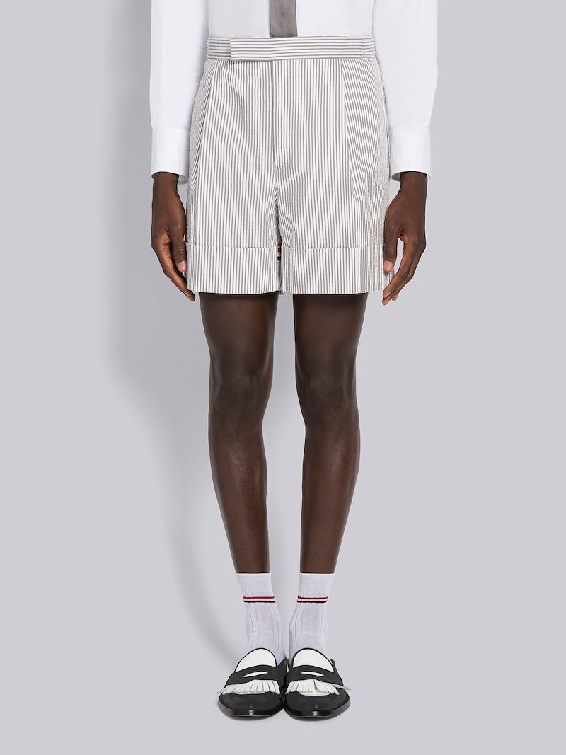Seersucker Grosgrain Cuff Short