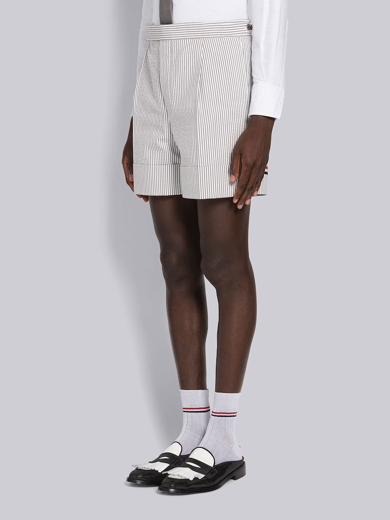 Seersucker Grosgrain Cuff Short