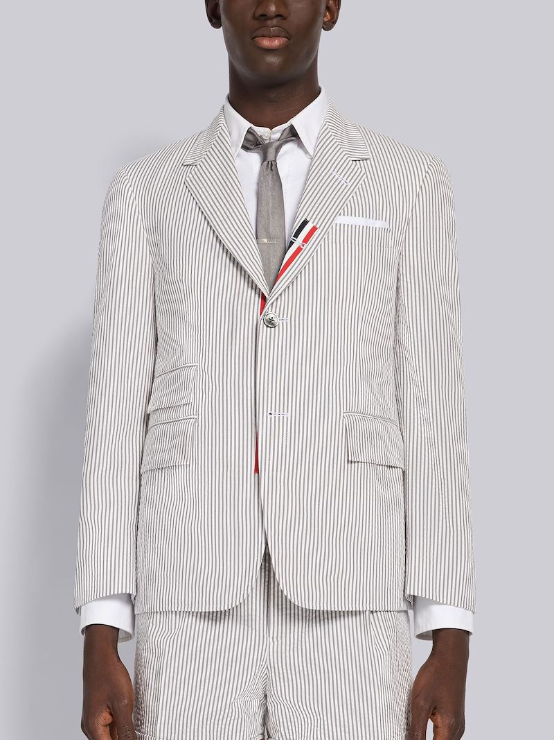 Seersucker Grosgrain Placket Sport Coat