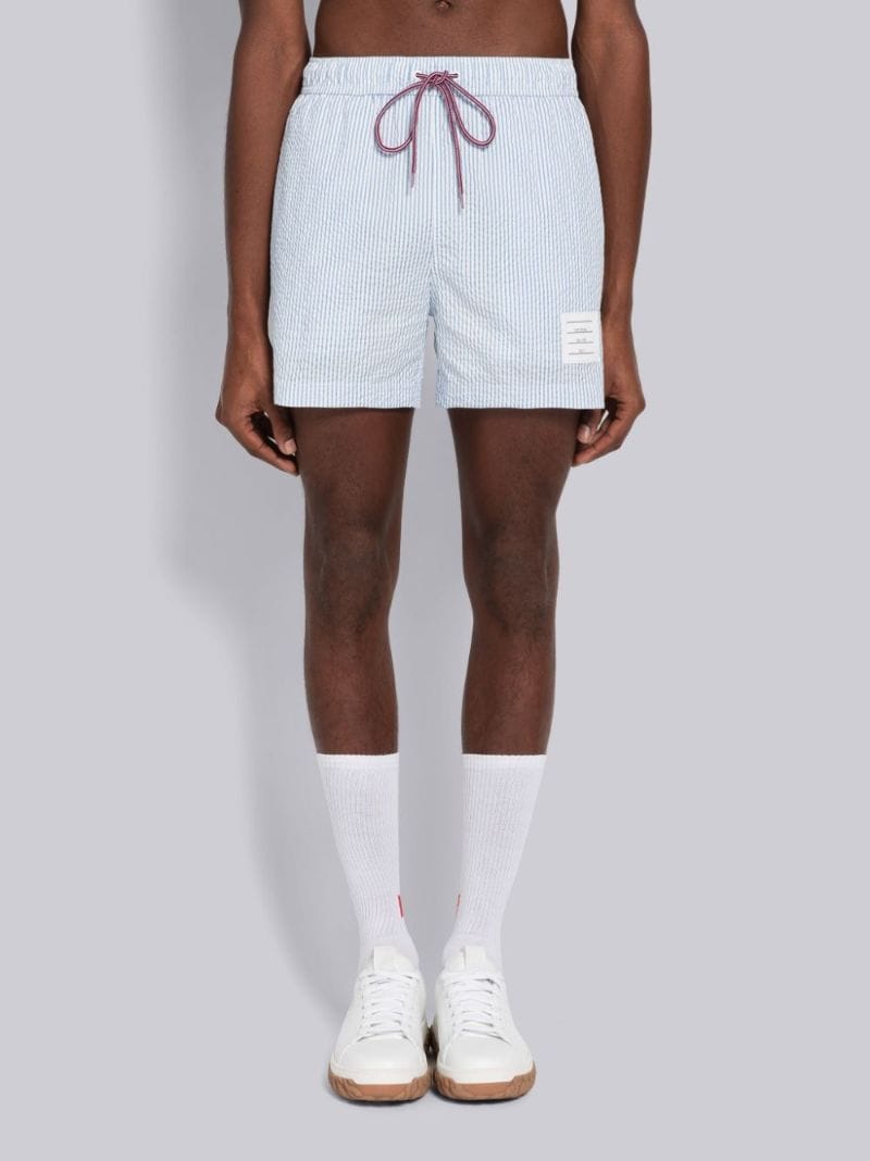 seersucker logo-patch swim shorts