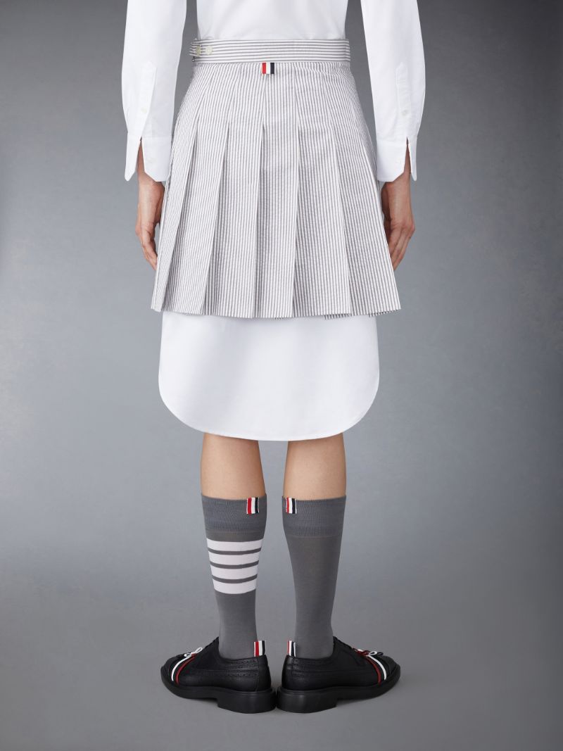 Seersucker Pleated Mini Skirt | Thom Browne