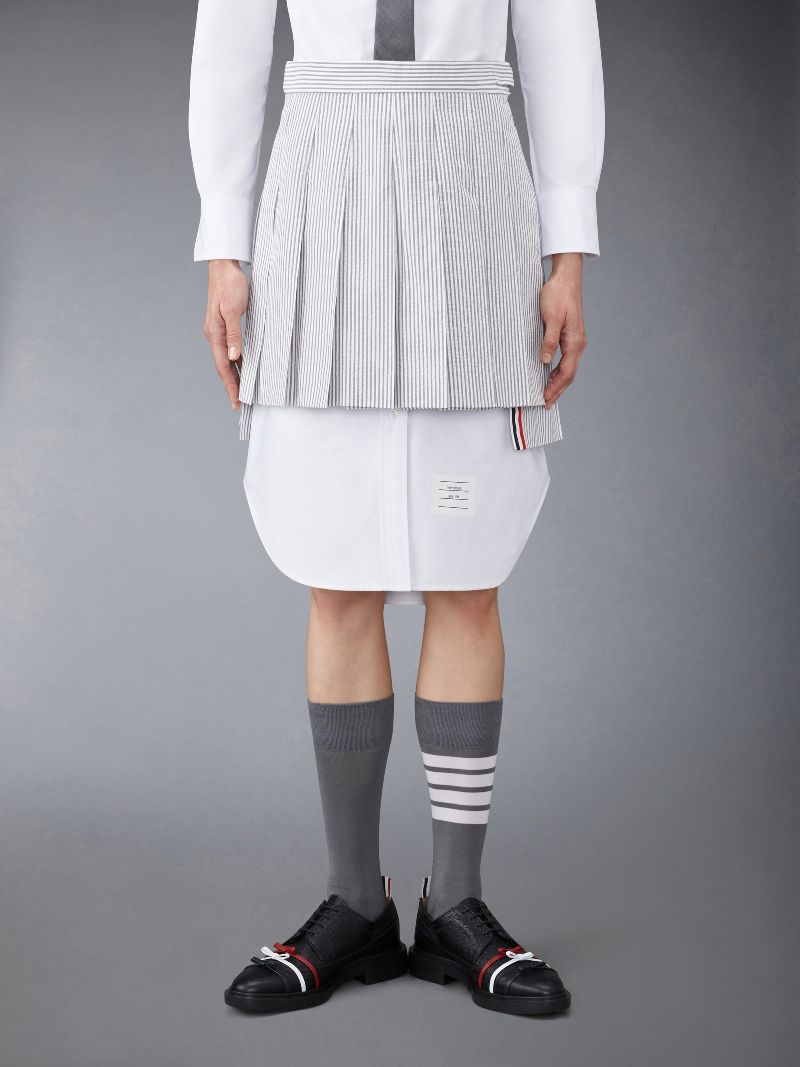 Seersucker pleated mini skirt | Thom Browne Official