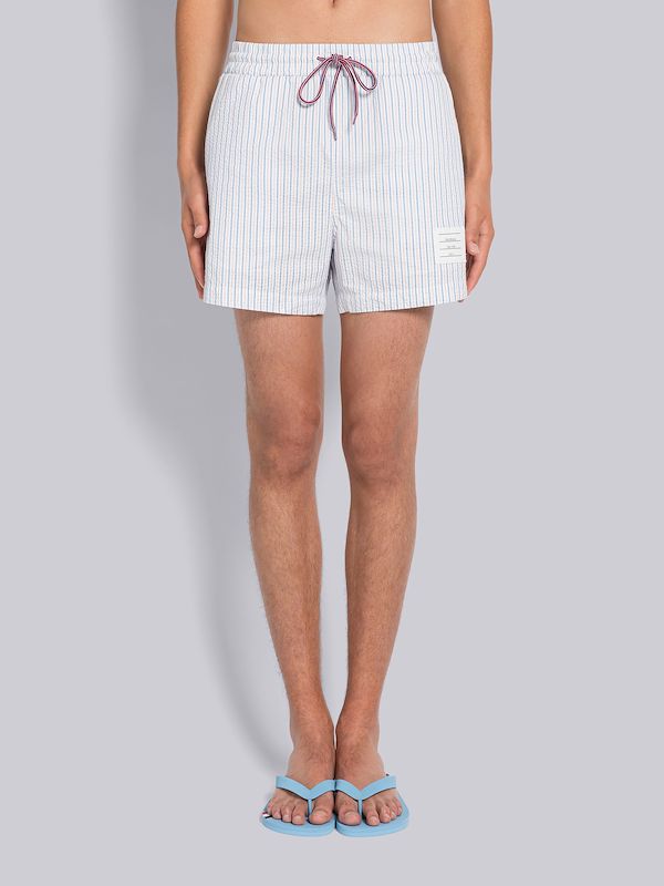SEERSUCKER STRIPE DRAWSTRING SWIM SHORT
