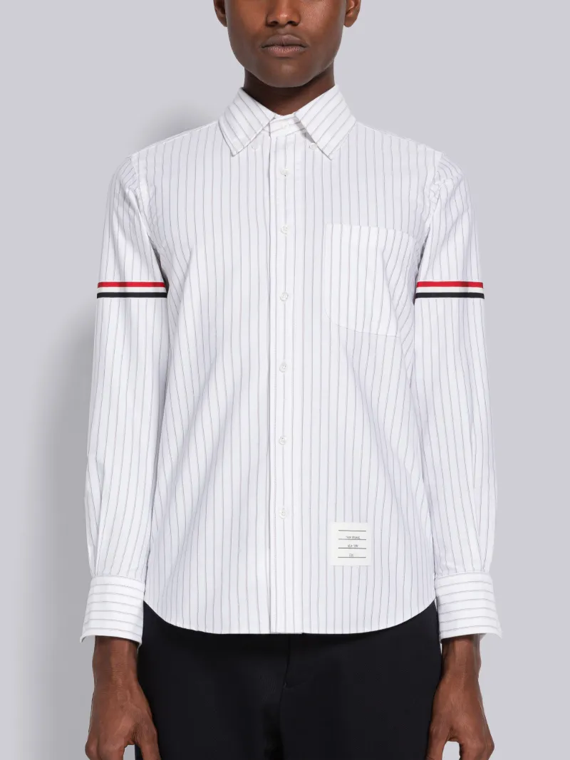 Shadow Pinstripe Oxford Armband Long Sleeve Shirt