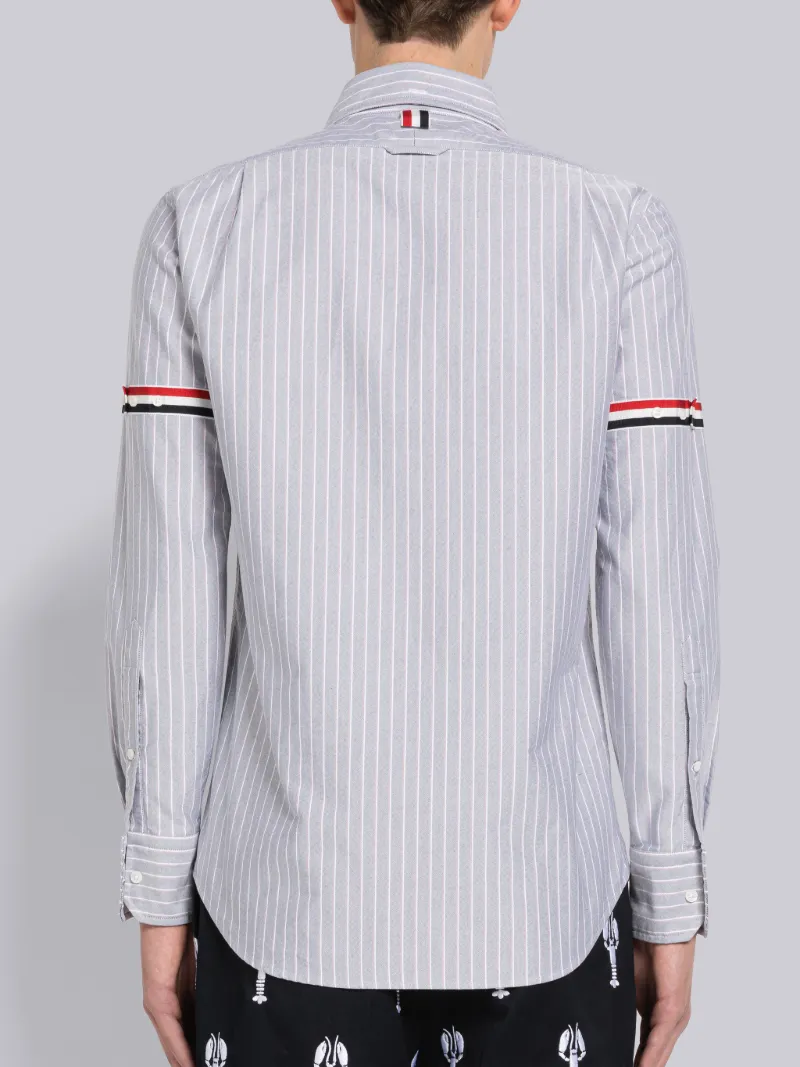 Shadow Pinstripe Oxford Armband Long Sleeve Shirt Thom Browne