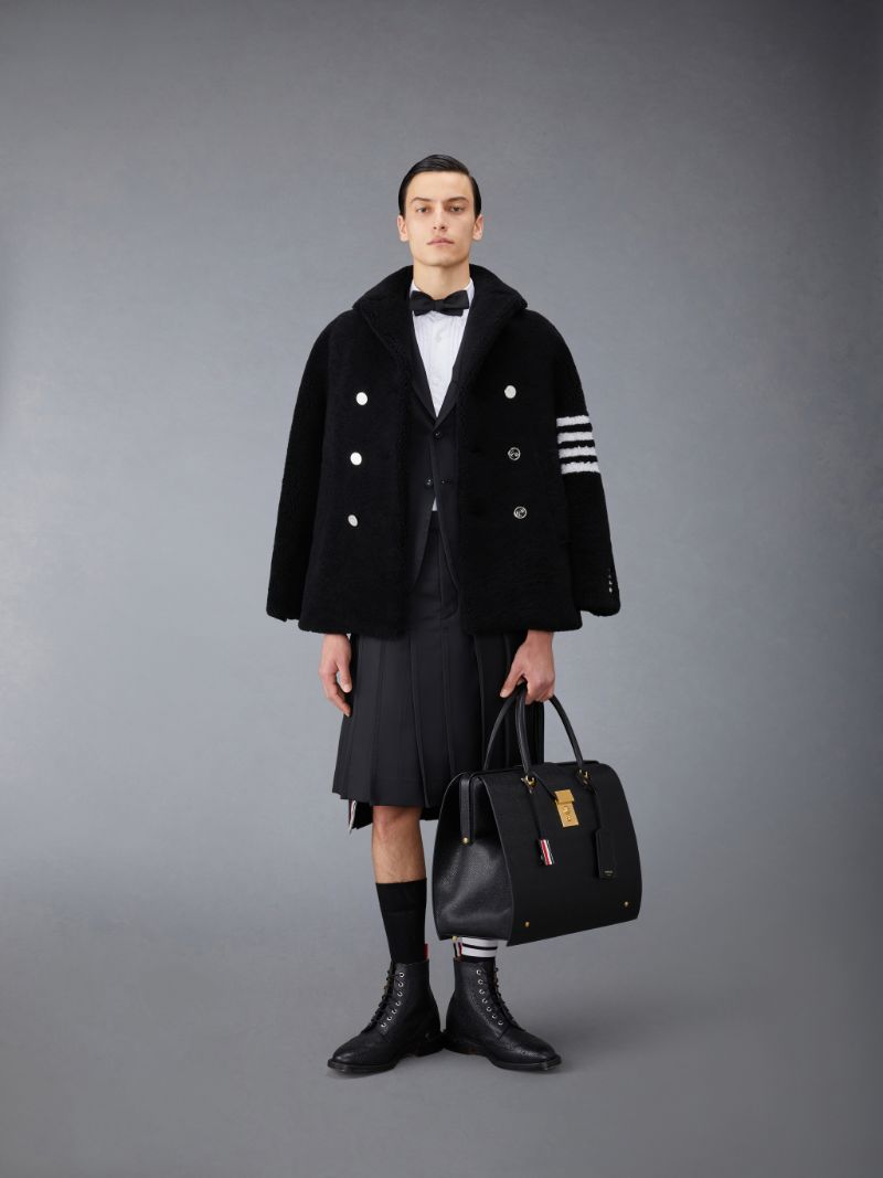 Thom browne outlet shearling peacoat