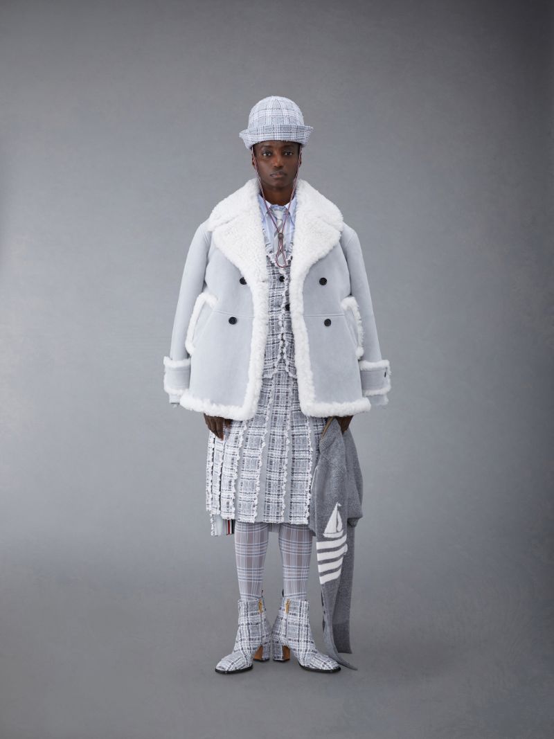 Thom browne hot sale shearling peacoat