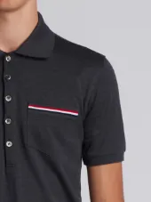 Short Sleeve Polo Shirt In Dark Grey Pique