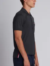 Short Sleeve Polo Shirt In Dark Grey Pique