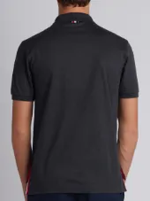 Short Sleeve Polo Shirt In Dark Grey Pique