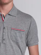 Short Sleeve Polo Shirt In Light Grey Pique