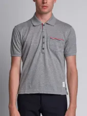 Short Sleeve Polo Shirt In Light Grey Pique