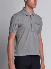 Short Sleeve Polo Shirt In Light Grey Pique
