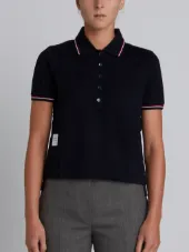 SHORT SLEEVE POLO SHIRT IN NAVY FINE MERCERIZED PIQUE