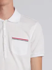 Short Sleeve Polo Shirt In White Cotton Pique